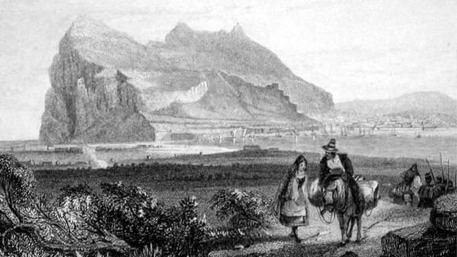 El Peñón de Gibraltar, en un grabado de época.